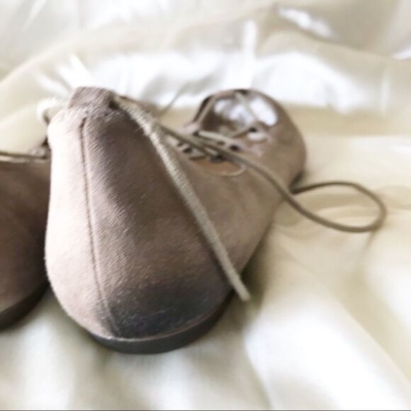Me Too Amber Lace Up Tan Leather Suede Flats 10 - Picture 9 of 13